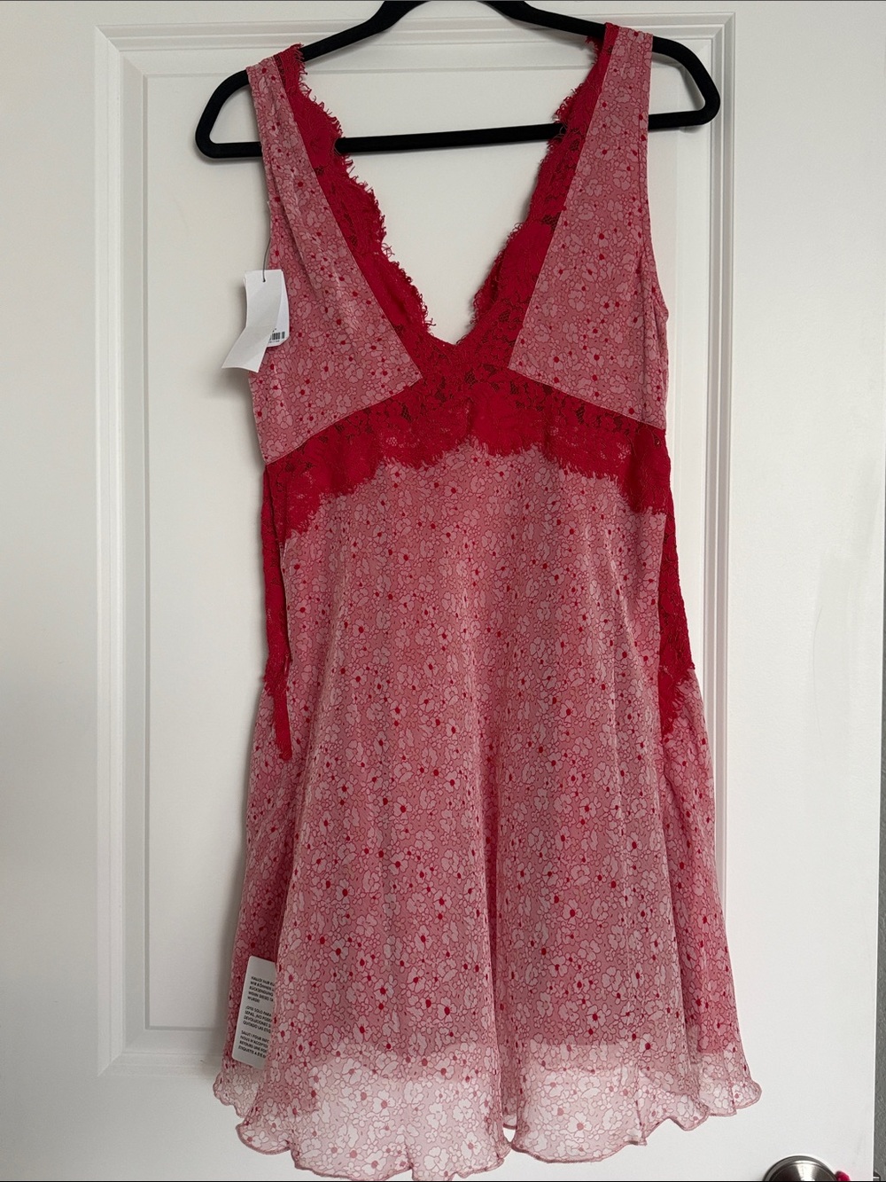 Topshop Red Floral Lace-Trim Sleep Chemise